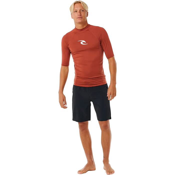 2024 Rip Curl Mnner Waves UPF Performance Kurzarm-Lycra-Weste 142MRV - Red